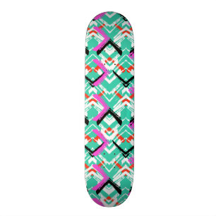 Hand Drawn Teal Zig Zag Pattern Skateboard