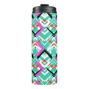 Hand Drawn Teal Zig Zag Pattern Thermal Tumbler