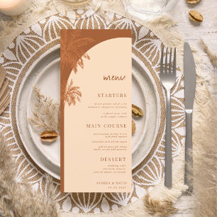 Hand Drawn Terracotta Palm Tree Boho Beach Wedding Menu