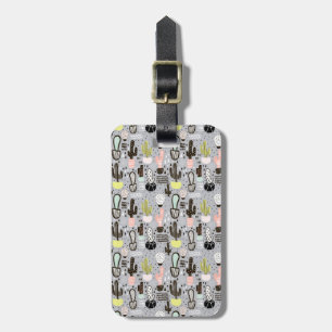 Hand Drawn Textured Cactus Pattern Luggage Tag