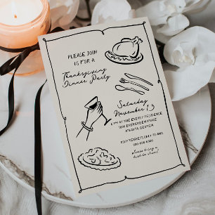 Hand Drawn Thanksgiving Dinner Invitation