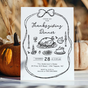Hand Drawn Thanksgiving Dinner Invitation