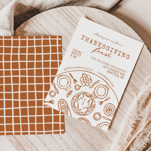 Hand Drawn Thanksgiving Dinner Scribble Invitation (Creator Uploaded)
