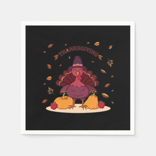 hand drawn thanksgiving illustration napkin (Front)