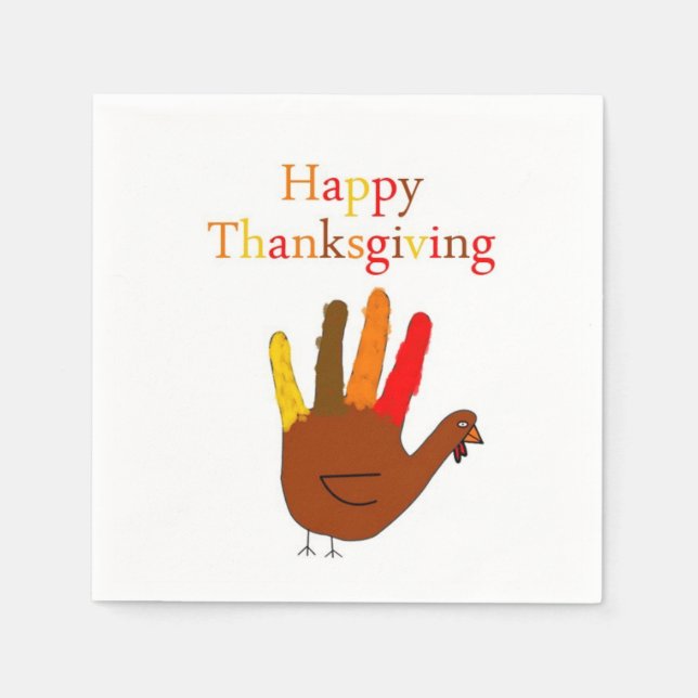 Hand Drawn Thanksgiving Turkey Napkin (Front)