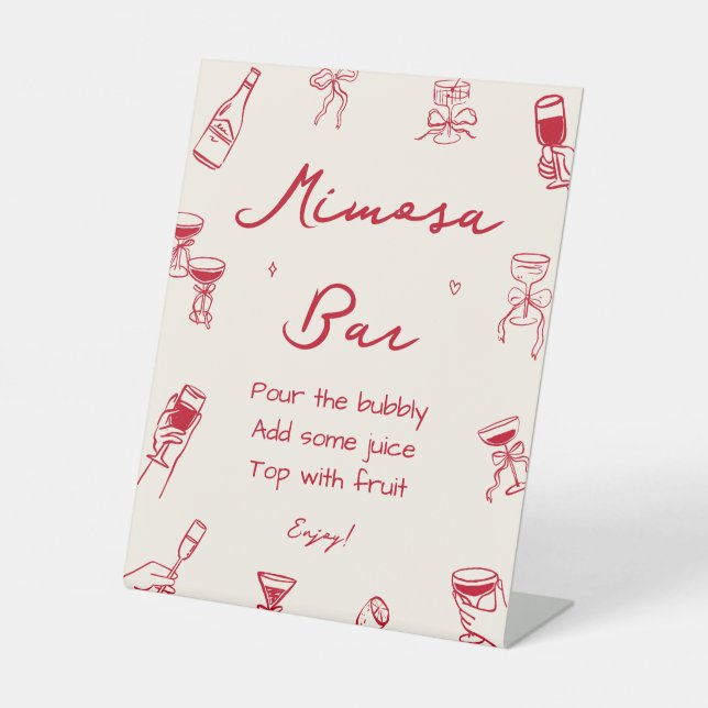 Hand Drawn Thats Amore Bridal Shower Mimosa Bar Pedestal Sign (Front)