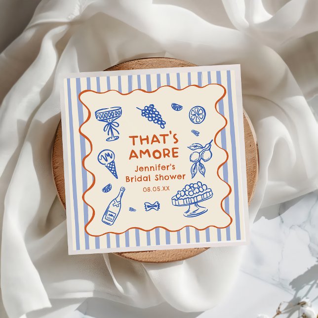 Hand Drawn That's Amore Italian Bridal Shower Napkin (Creator Uploaded)