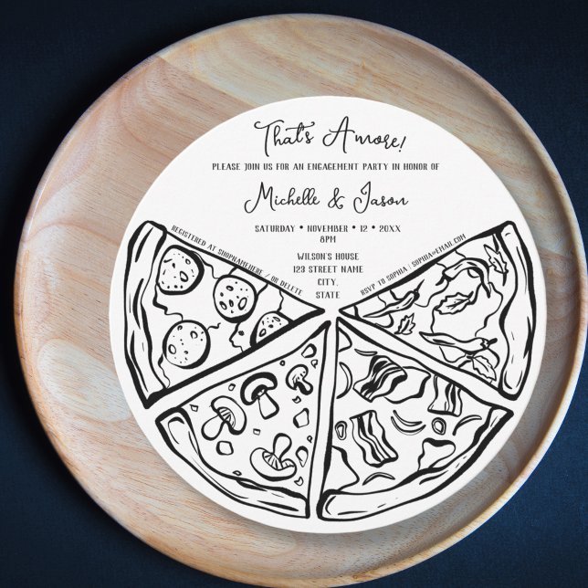 Hand Drawn That's Amore Pizza Italian Engagement Invitation (Creator Uploaded)