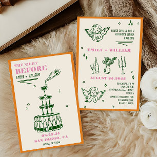 Hand Drawn The Night Before Rehearsal Dinner Invitation
