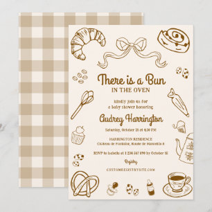 Hand Drawn There is a Bun in the Oven Baby Shower Invitation