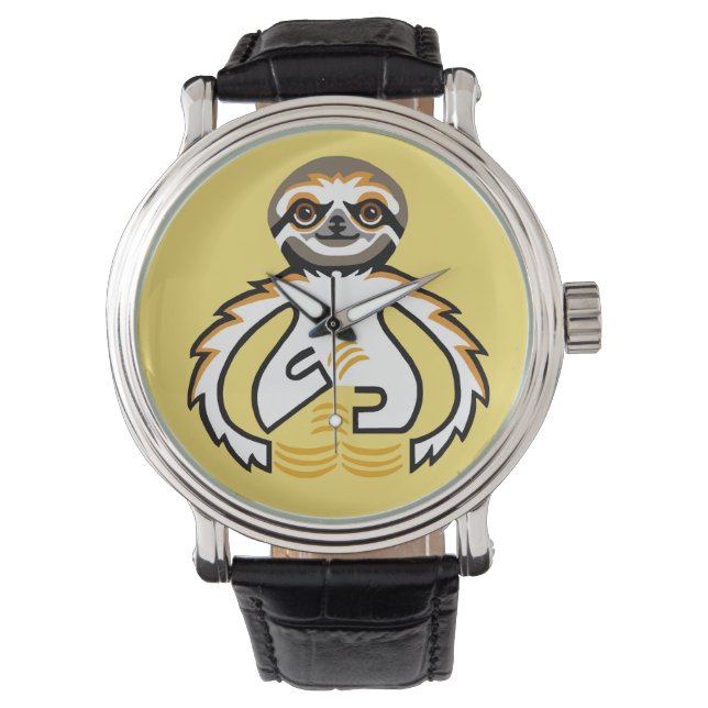 Hand drawn-Three-toed SLOTH -Yellow Watch (Front)