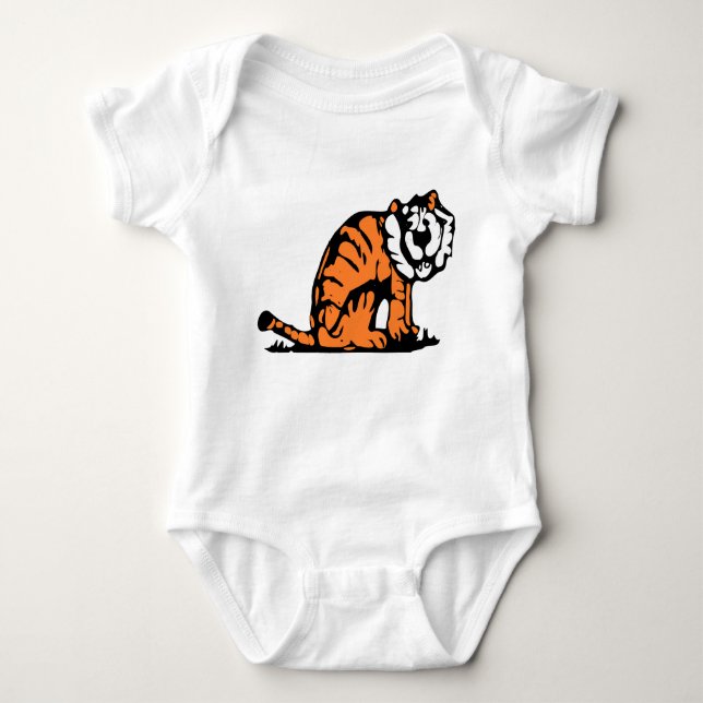 Hand-drawn Tiger Illustration Baby Bodysuit (Front)