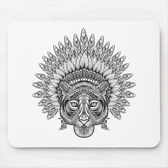 Hand Drawn Tiger In Style Mouse Mat (Front)