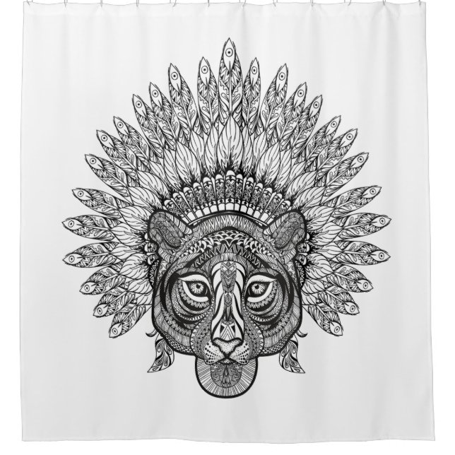 Hand Drawn Tiger In Style Shower Curtain (Front)
