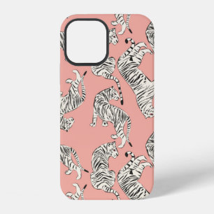 Hand drawn tiger seamless pattern, big cats in dif iPhone 12 case