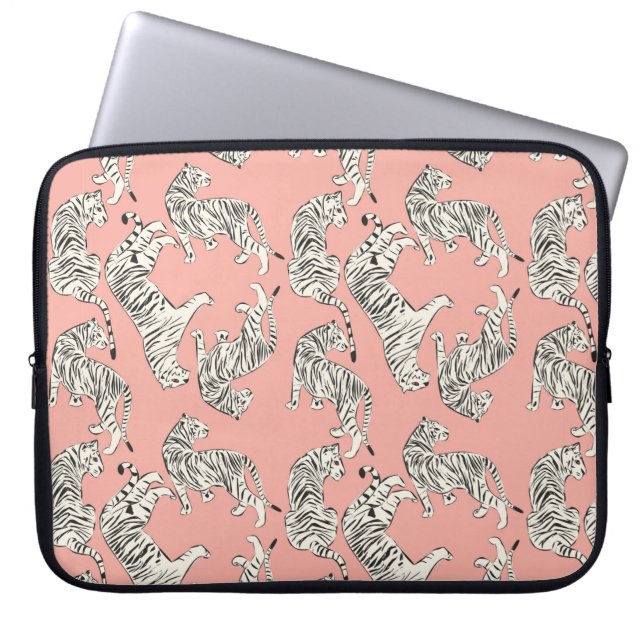 Hand drawn tiger seamless pattern, big cats in dif laptop sleeve (Front)