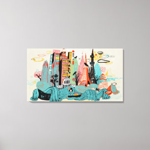Hand Drawn Tokyo Japan Canvas Print