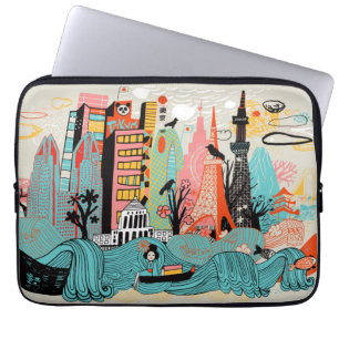 Hand Drawn Tokyo Japan Laptop Sleeve