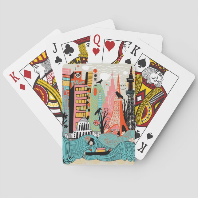 Hand Drawn Tokyo Japan Playing Cards (Back)