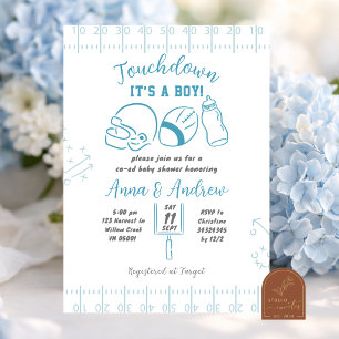 Hand Drawn Touchdown Boy Baby Shower Invitation