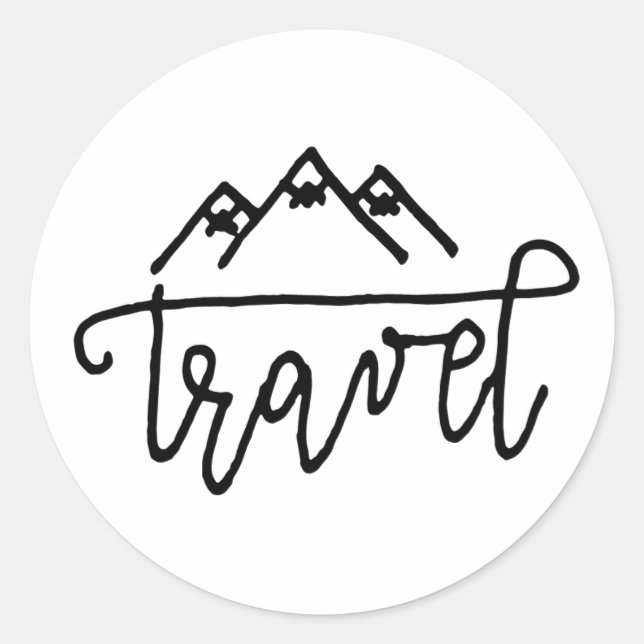 Hand Drawn Travel Text Classic Round Sticker (Front)