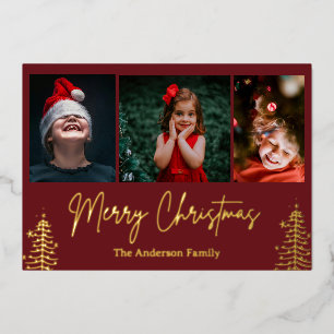 hand drawn Tree Foil Holiday Card Christmas Card