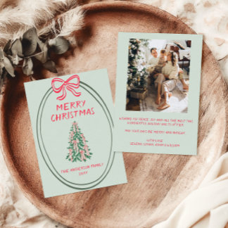 Hand Drawn Tree Merry Christmas Family Photo Holiday Card