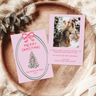 Hand Drawn Tree Merry Christmas Family Photo Holiday Card