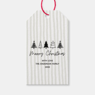 Hand drawn tree Merry Christmas Gift Tags