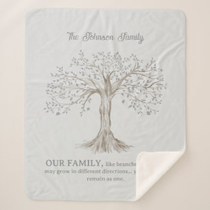 Hand Drawn Tree Personalized Name Quote Light Gray Sherpa Blanket