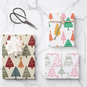 Hand Drawn Trees Wrapping Paper Sheet