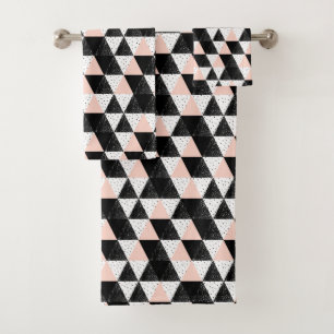 Hand Drawn Triangle Geometric Pattern Bath Towel Set