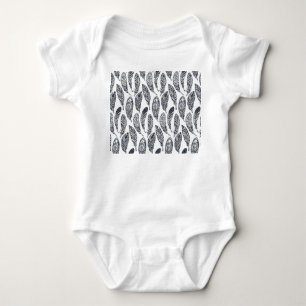 Hand-drawn tribal feathers, vintage pattern. baby bodysuit