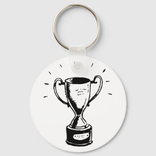 Hand Drawn Trophy Retro Black and White Award Key Ring