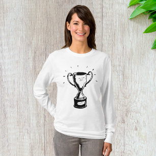 Hand Drawn Trophy Retro Black and White Award T-Shirt
