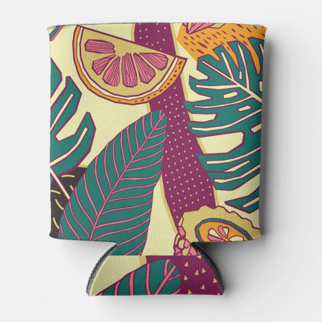 Hand Drawn Tropical Bright Pattern Can Cooler (Front)