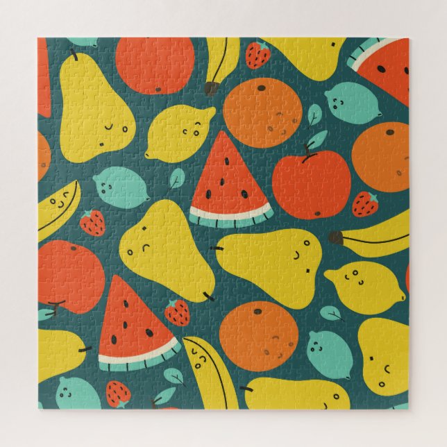 Hand Drawn Tropical Fruit Pattern Jigsaw Puzzle (Vertical)