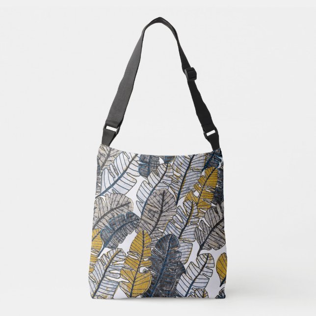 Hand Drawn: Tropical Leaves Crossbody Bag (Front)