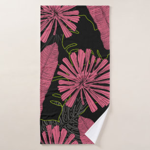 Hand drawn tropical leaves. Exotic plant. Tropical Bath Towel