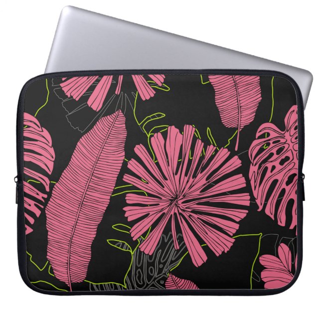 Hand drawn tropical leaves. Exotic plant. Tropical Laptop Sleeve (Front)
