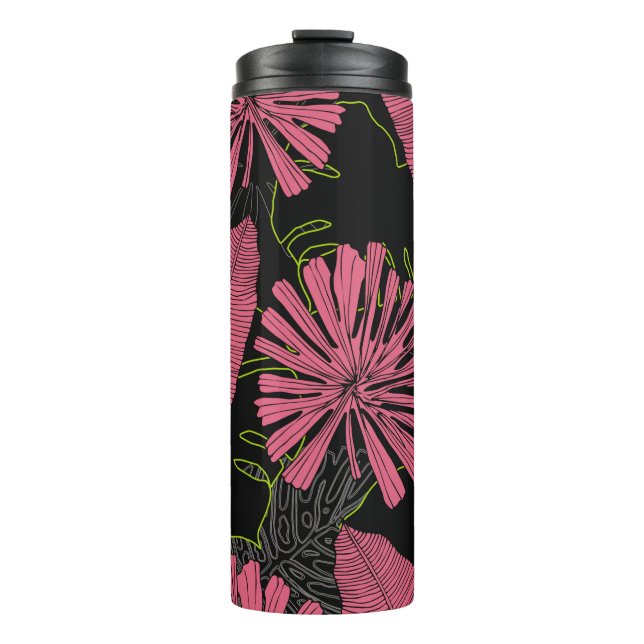 Hand drawn tropical leaves. Exotic plant. Tropical Thermal Tumbler (Front)