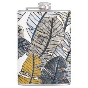 Hand Drawn: Tropical Leaves Hip Flask