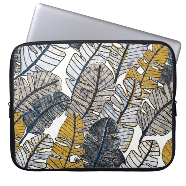Hand Drawn: Tropical Leaves Laptop Sleeve (Front)
