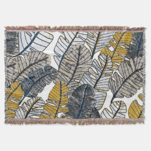 Hand Drawn: Tropical Leaves Throw Blanket