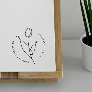 Hand-drawn Tulip Flower From The Library Of Book Rubber Stamp