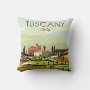 Hand Drawn Tuscany Italy Landscape Scenery Sketch Cushion