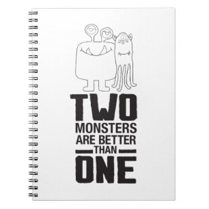 Hand Drawn Two Monster Art Monster Halloween Art  Notebook