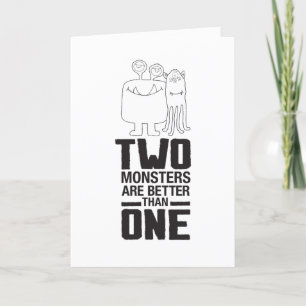 Hand Drawn Two Monster Art Monster Halloween Art Thank You Card