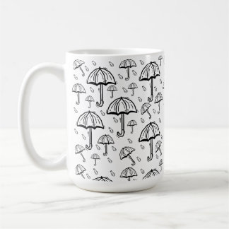 hand drawn umbrella and rain coffee mug