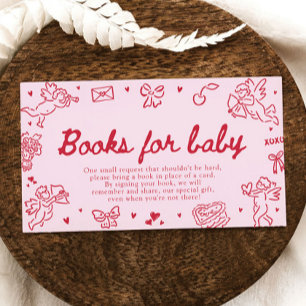 Hand Drawn Valentine Baby Shower Books For Baby Enclosure Card